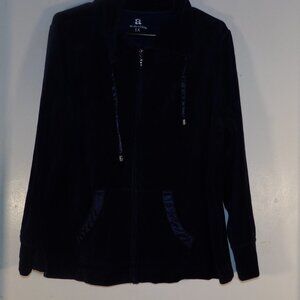 Activeology Navy Velvet Velour Zip Up Jacket Sz 1X